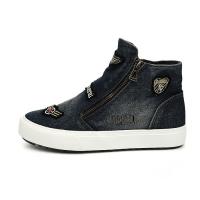Baskets Sneakers Femme Jean Vintage Patch Noir