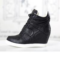 Basket Femme montantes cuir unies chic elegantes semelles compensees Noir Basket Femme montantes cuir unies chic elegantes semelles compensees Noir