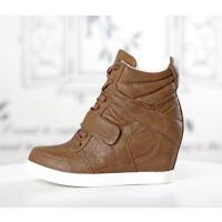 Basket Femme montantes cuir unies chic elegantes semelles compensees Marron Basket Femme montantes cuir unies chic elegantes semelles compensees Marron
