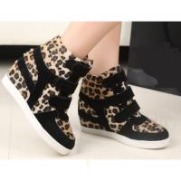 Basket Femme montantes compensees Fashion bandes scratchees Leopard Noir Basket Femme montantes compensees Fashion bandes scratchees Leopard Noir
