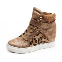 Baskets Femme montantes cuir leopard chic elegantes semelles compensees Dore Or Baskets Femme montantes cuir leopard chic elegantes semelles compensees Dore Or