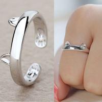 Bague Plaque Argent Ajustable Oreille de Chat Anneau Fantaisie Cute Bague Plaque Argent Ajustable Oreille de Chat Anneau Fantaisie Cute