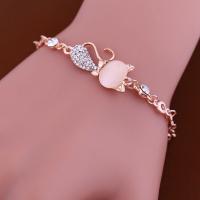 Bracelet Fantaisie Forme Chat Strass Rose dore Elegant