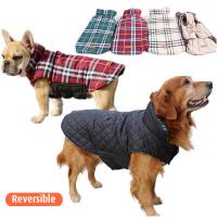 Manteau chaud Chiens Petits et Grands Reversible Carreaux Hiver Bouledogue Labrador