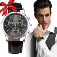 Montre Homme Analogique Mouvement Quartz Bracelet Cuir Faux croco Noir